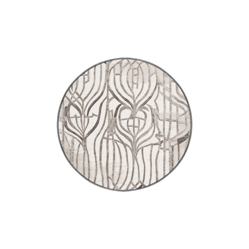Machine Washable Gray Area Rug, Round 5'