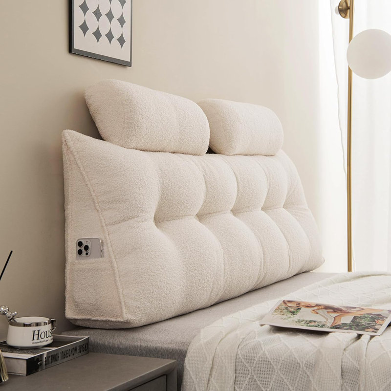 Repose-lit Teddy Velet, Triangulaire H 26 po x l 59 po, Beige