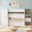 Lit escamotable double pleine grandeur avec placard, tiroirs et tablettes, blanc-407737872-407737873