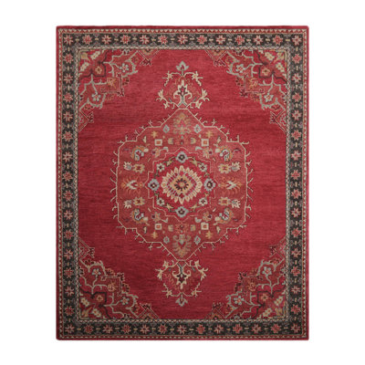 Tapis oriental gris en laine touffeté à la main multicolore Pomegranate