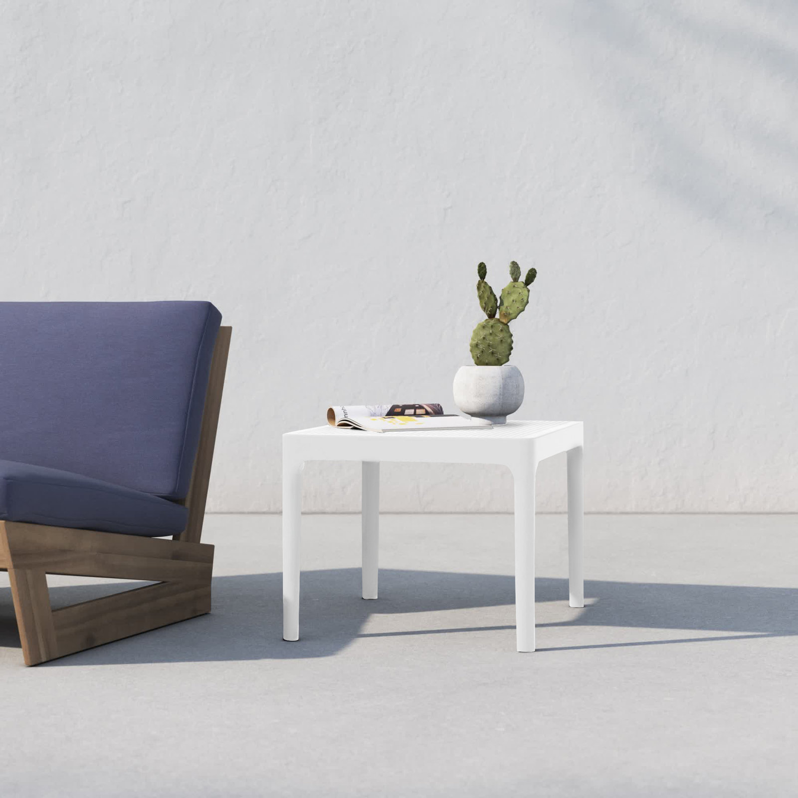 Farrah 23.6'' Plastic / Acrylic Outdoor Coffee Table, White, 23.6"W x 15.7"H x 19.6"L