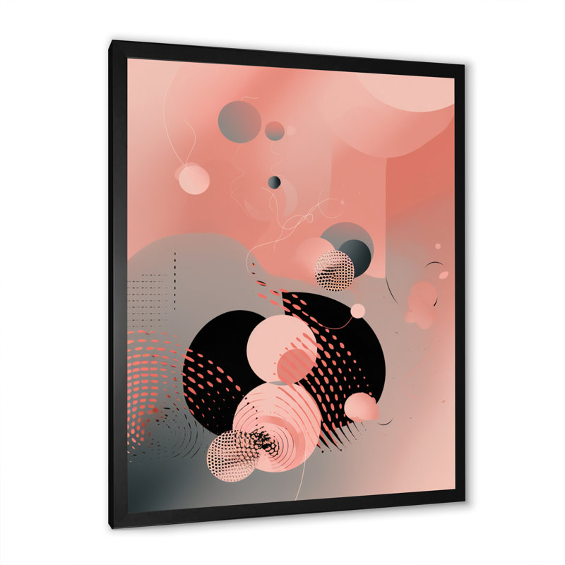 Art mural sur toile rose, minimalisme profond, Impression noire sur toile encadrée, H 20 po x l 12 po x P 1 po