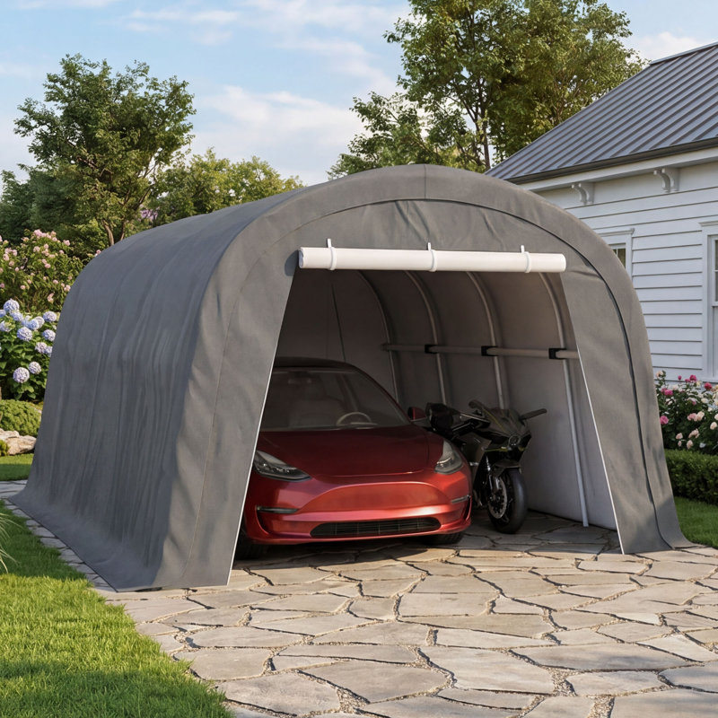 Abri d'auto portatif robuste, 13 pi. L 20 pi. D, Dark Gray