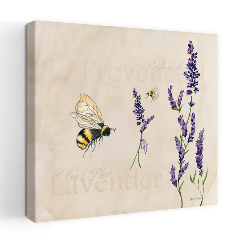 Art de jardin lavande ivoire avec abeille, H 24 po x l 24 po