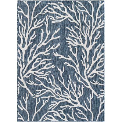 Tapis bleu contemporain Azilynn