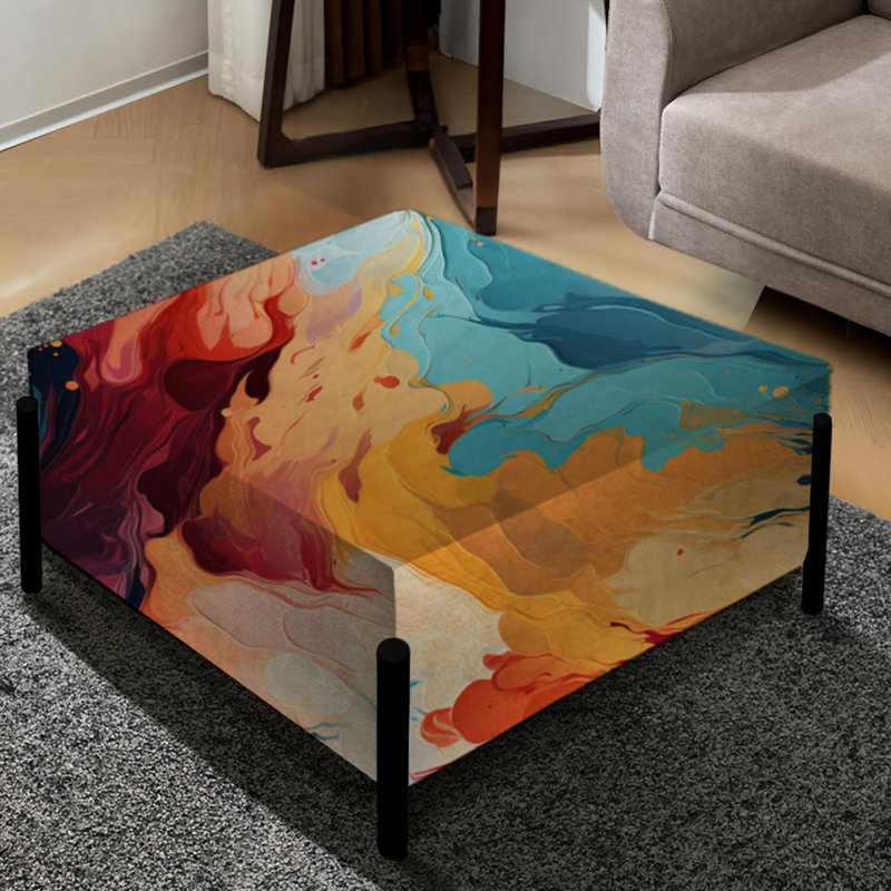 Artistique aux couleurs pastel, expression abstraite - grand repose-pieds carré abstrait