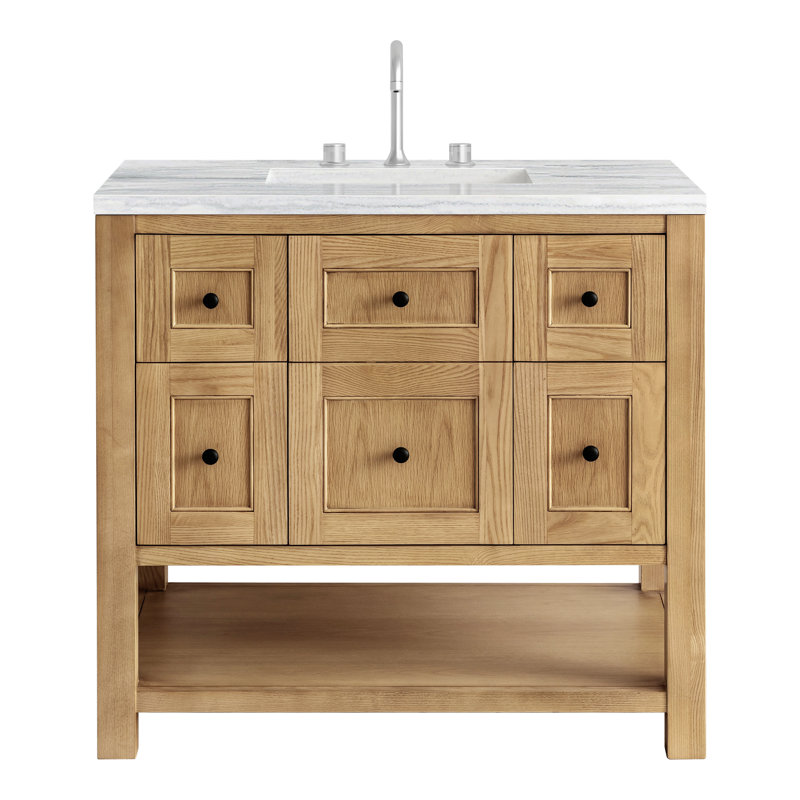 Breckenridge 36'' W Single Vanity, Light Natural Oak, Carrara White, 8" Widespread