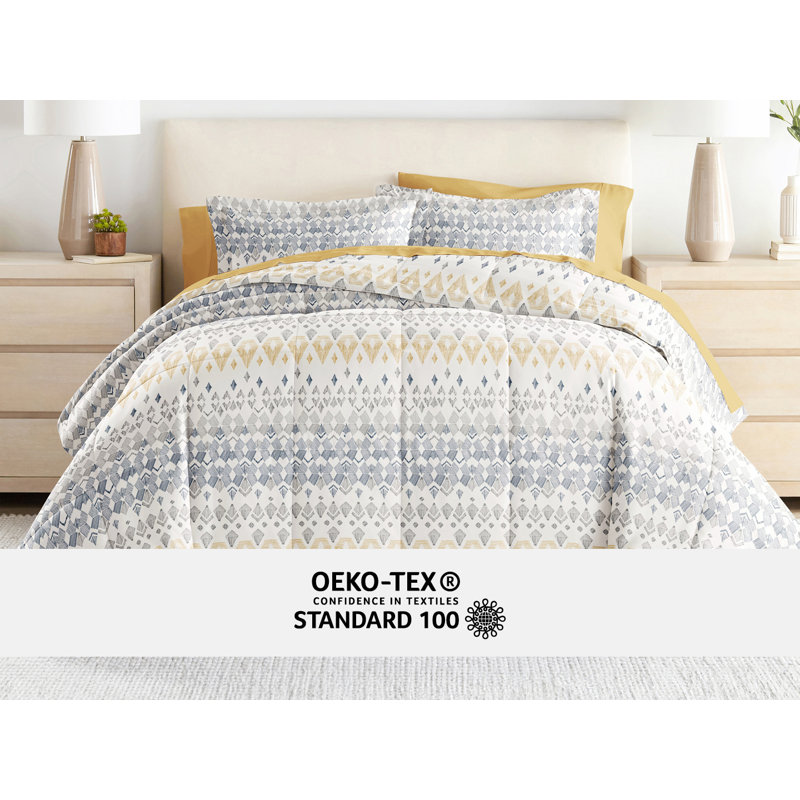 Twin Gray Geometric Microfiber Bed in a Bag Set
