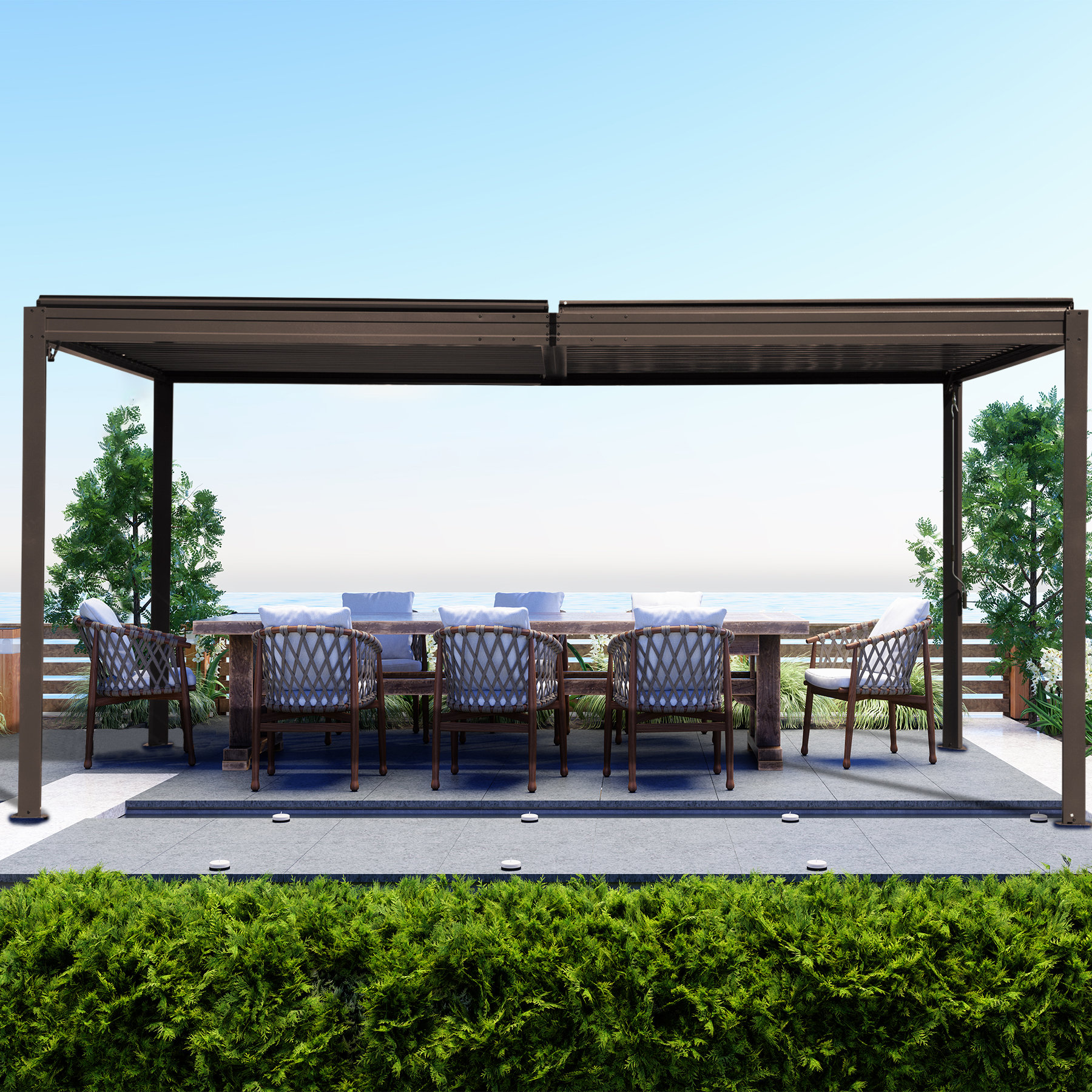 domi outdoor living Outdoor Aluminum Pergola with Louvered Roof | Wayfair