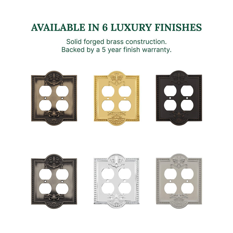 Meadows 2-Gang Duplex Outlet Wall Plate, Satin Nickel