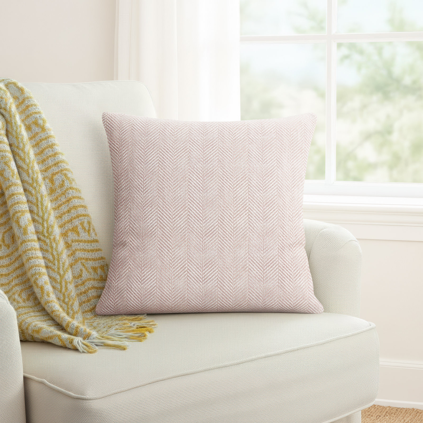 Orson Square Cotton Pillow Cover & Insert, Rosewood