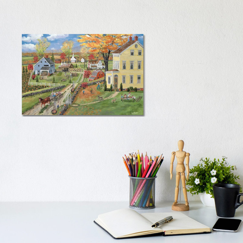 «Autumn Chores» par Bob Fair - peinture sur toile tendue, H 8 po x l 12 po x P 0,75 po