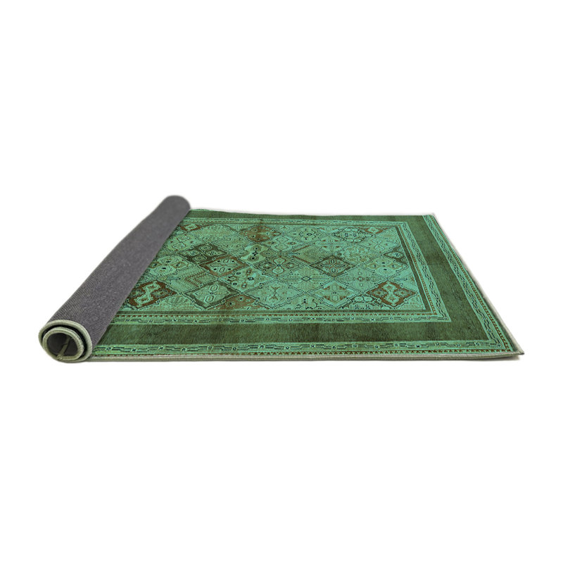 Tapis oriental en laine / polyester tissé à la machine en bleu, Rond 6 pi