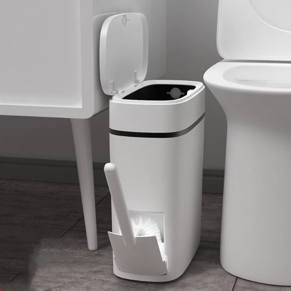 X－MAX FURNITURE 14 Liter White Plastic Garbage Can With Press Top Lid