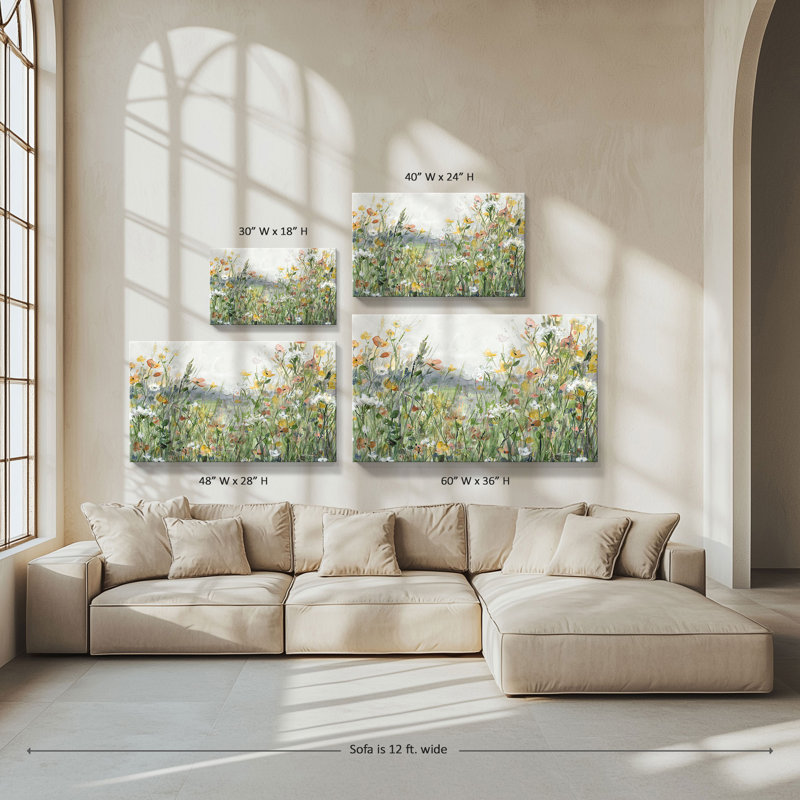 "Woodland Meadow" par Carol Robinson, reproduction sur toile, H 36 po x l 60 po x P 1,5 po