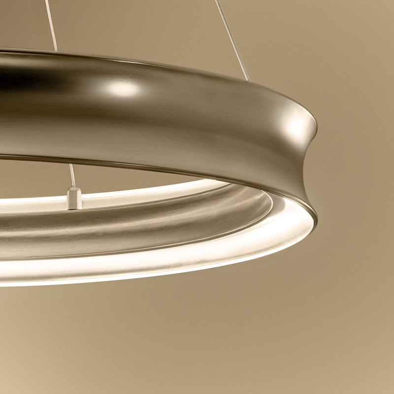 Lustre circulaire doux et moderne à DEL, Bronze, H 3,75 po x l 29,5 po x P 29,5 po