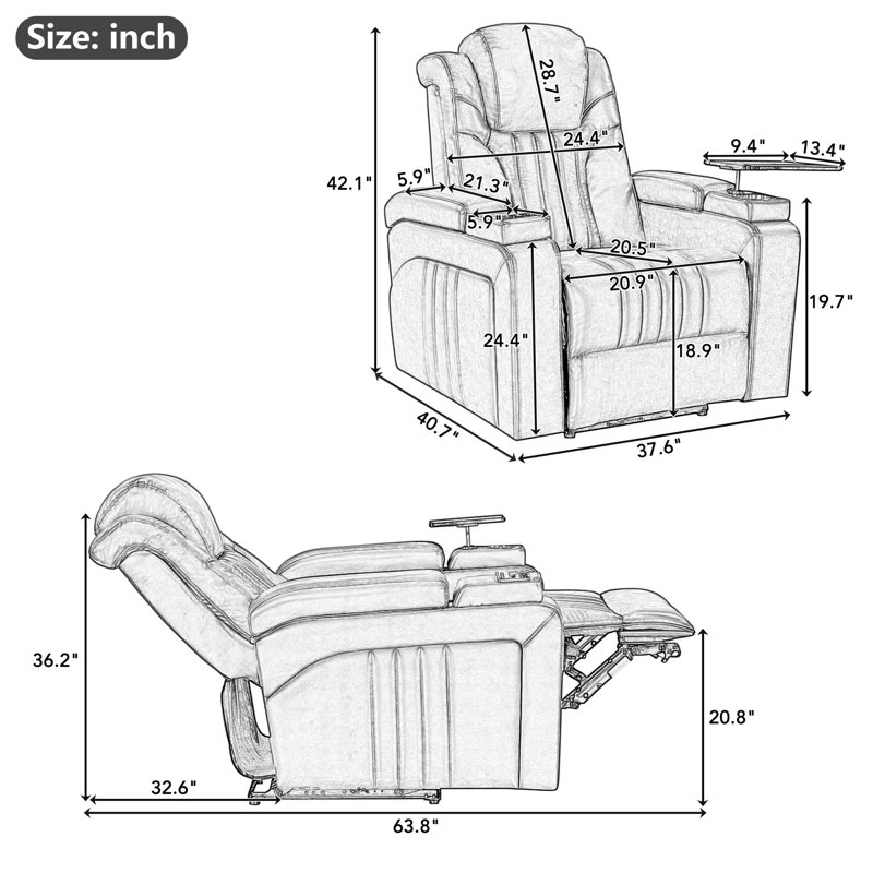 Eldrida Faux Leather Recliner, Black Faux Leather