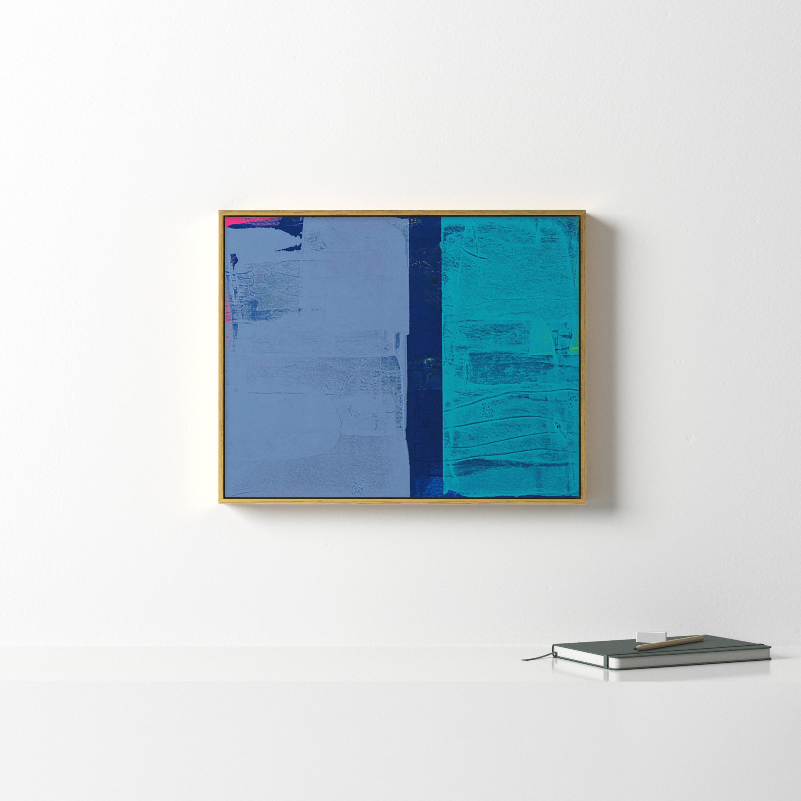 Bold In Blue 2 by Andrea Stokes, 16" H x 20" W x 1.38" D, Gold Framed