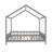 Full Montessori Floor Bed for Kids with Canopy & House-Shaped Wood Frame, High Railings – Grey-2019885816