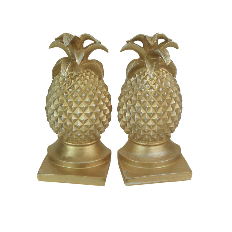Serre-livres décoratifs en résine dorée, en forme d'ananas, pour tablette, bureau ou foyer, 25 cm de hauteur
