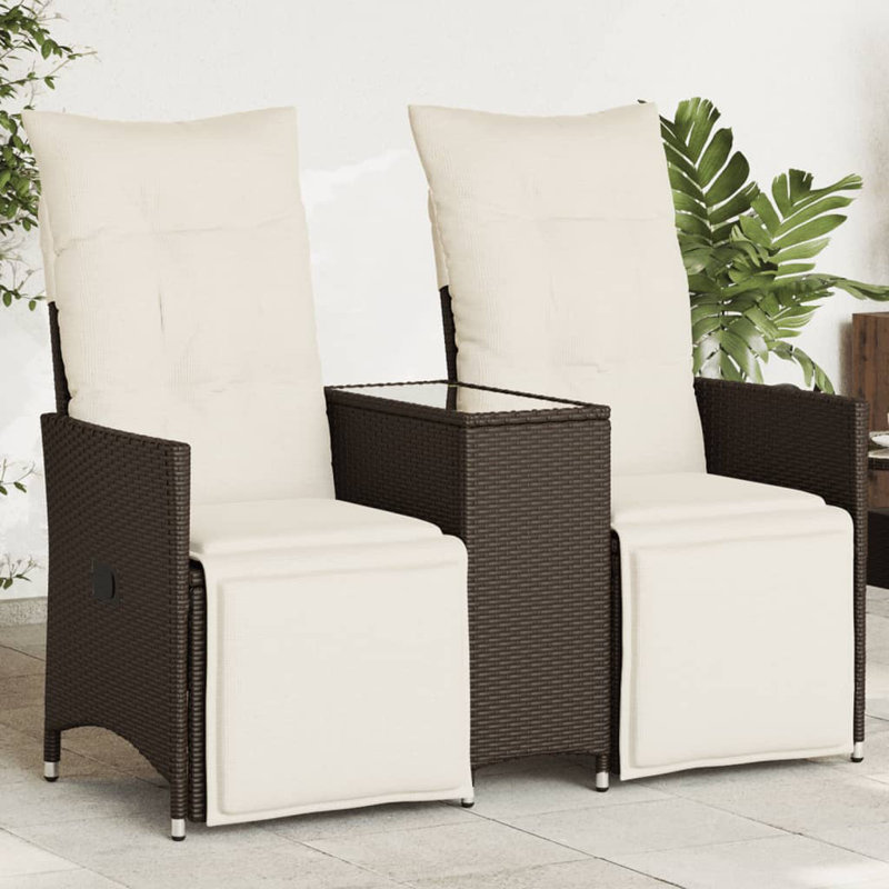 Vidaxl Reclining Garden Sofa Brown, Cream White, Cream White, Brown