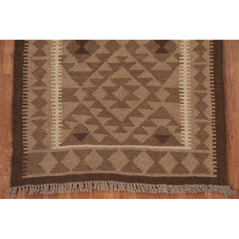 Brown Kilim Reversible Wool Area Rug 3x4