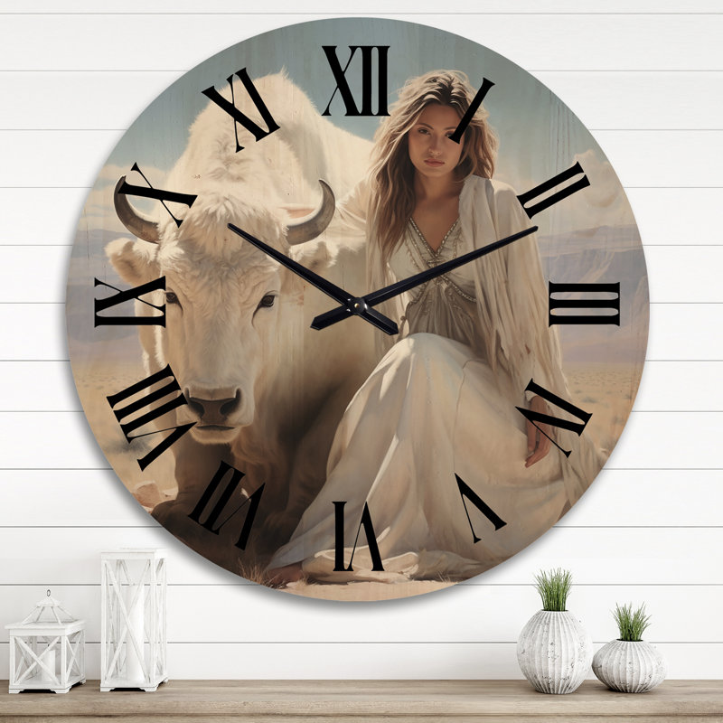 Horloge murale surdimensionnée en bois blanc Buffola, Très grand