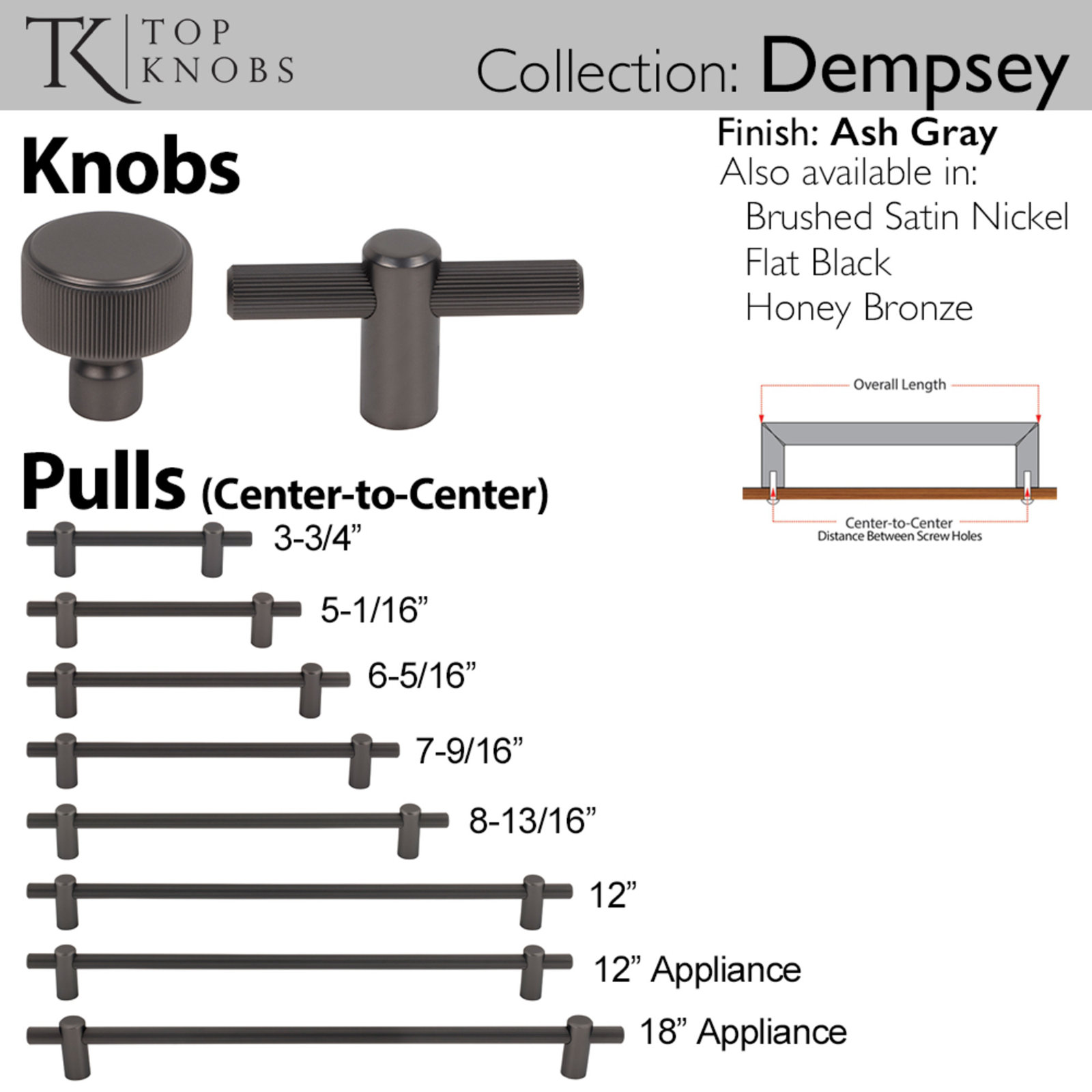 Dempsey Round Cabinet Knob, Ash Gray