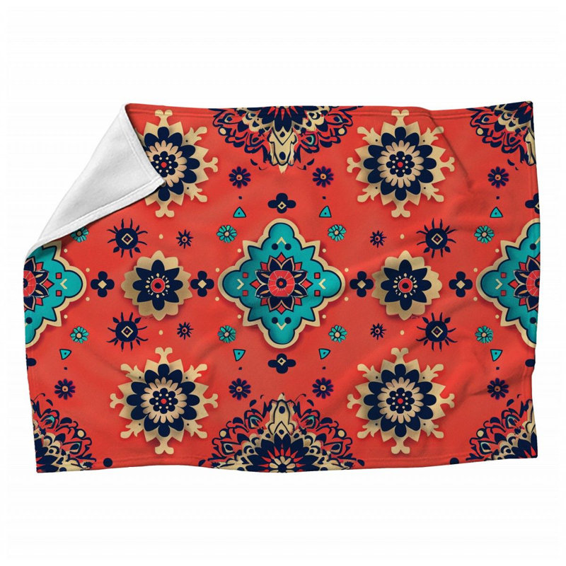 Mandala Art Bathroom Machine Printed Throw Blanket, Queen
