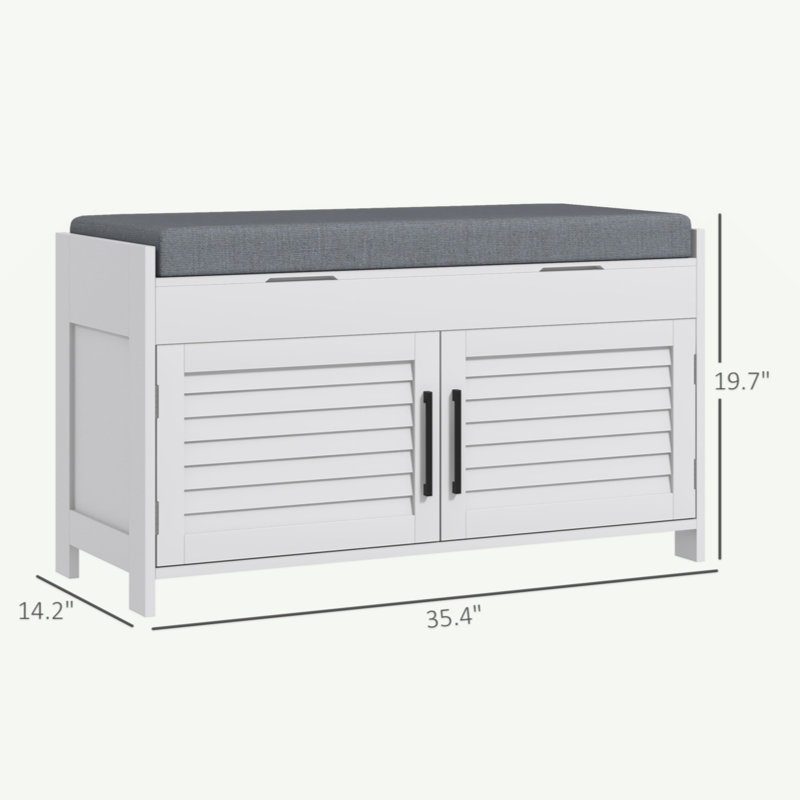 Shoe Bench Entryway Bench With Shoe Storage Adjustable Shelves And Shutter Doors 35.4" Shoe Organizer
