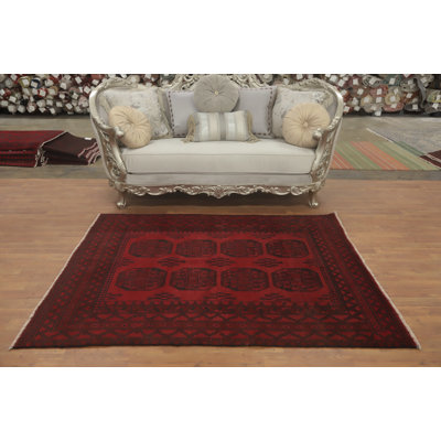 Tapis afghan tribal rouge oriental 5 x 6