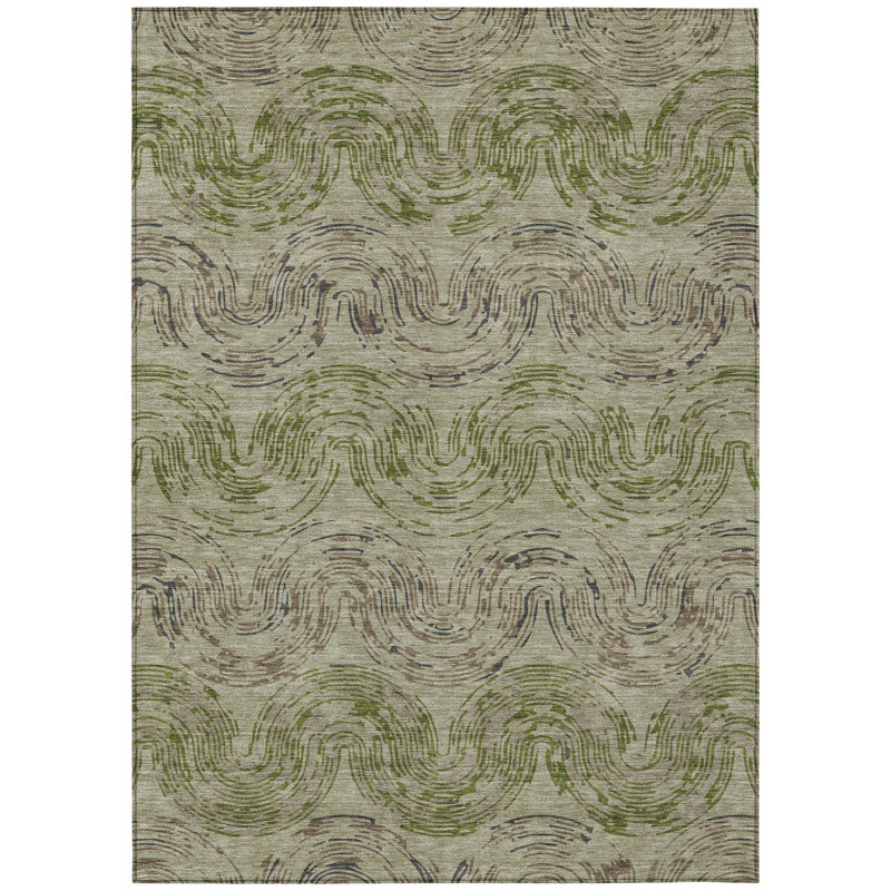 Machine Washable Indoor/Outdoor Chantille ACN2461 Spiral Rug, Sage, 5' x 7'6"