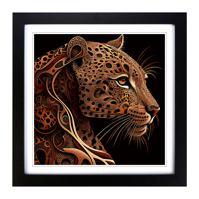 Cheetah Paisley Art - Framed Print, Black