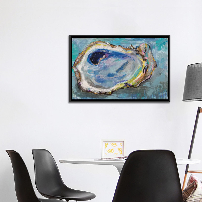 «Oyster Two» par Jeanette Vertentes, reproduction d'art sur toile tendue, H 26 po x l 40 po x P 1,5 po, Blanc patiné