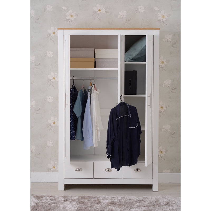 Annieruth 3 Door Manufactured Wood Wardrobe, White