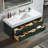 48" Floating Bathroom Vanity with Engineered Stone Countertop, 6 Soft-Close Drawers & LED Underglow – Solid Oak Frame-981408492
