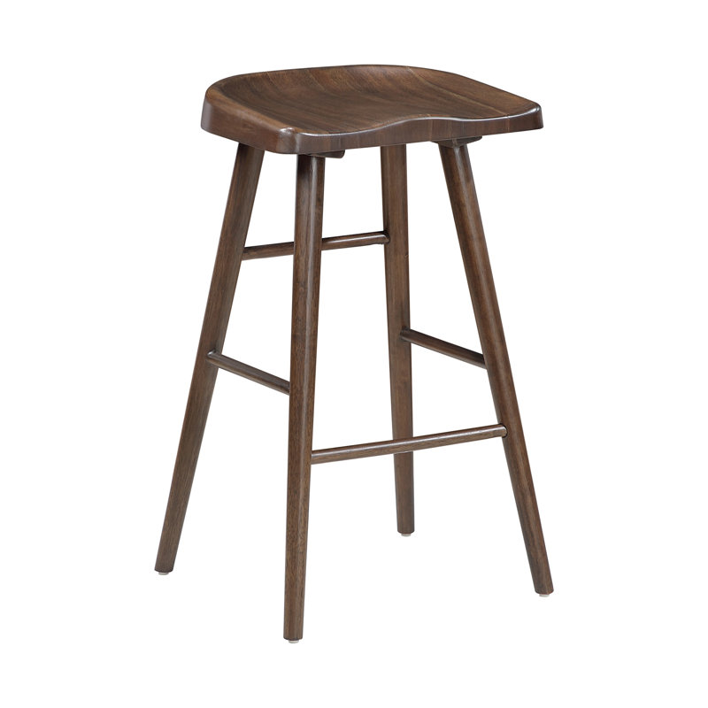 Brown Finish Bar Stools Set Of 2 Saddle Seat Sturdy Wood Frame Furniture Classic Aesthetic Ergonomic Design Pub Height Stools(Only Dining Chairs)