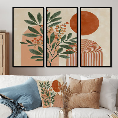Green And Terracotta Minimalism Sage Plants  - Botanicals Wall Décor Set