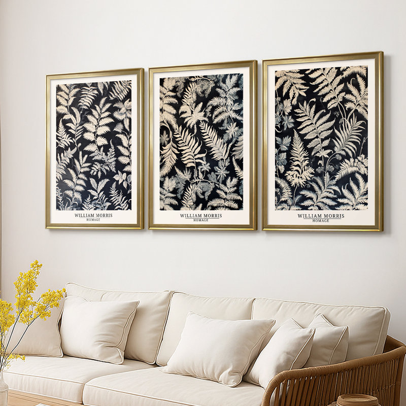 Collection sur toile encadrée personnalisée - 3 pièces, H 15 po x l 19 po, Doré