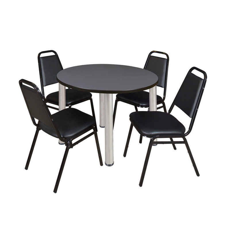 Plateau de table Kee, 4 chaises empilables, H 42 po x l 29 po x P 29 po, Érable, Chrome chrome
