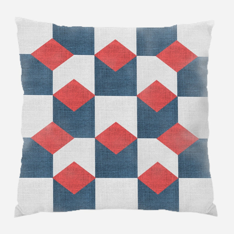 Fabric Geometric Microsuede Reversible Throw Pillow