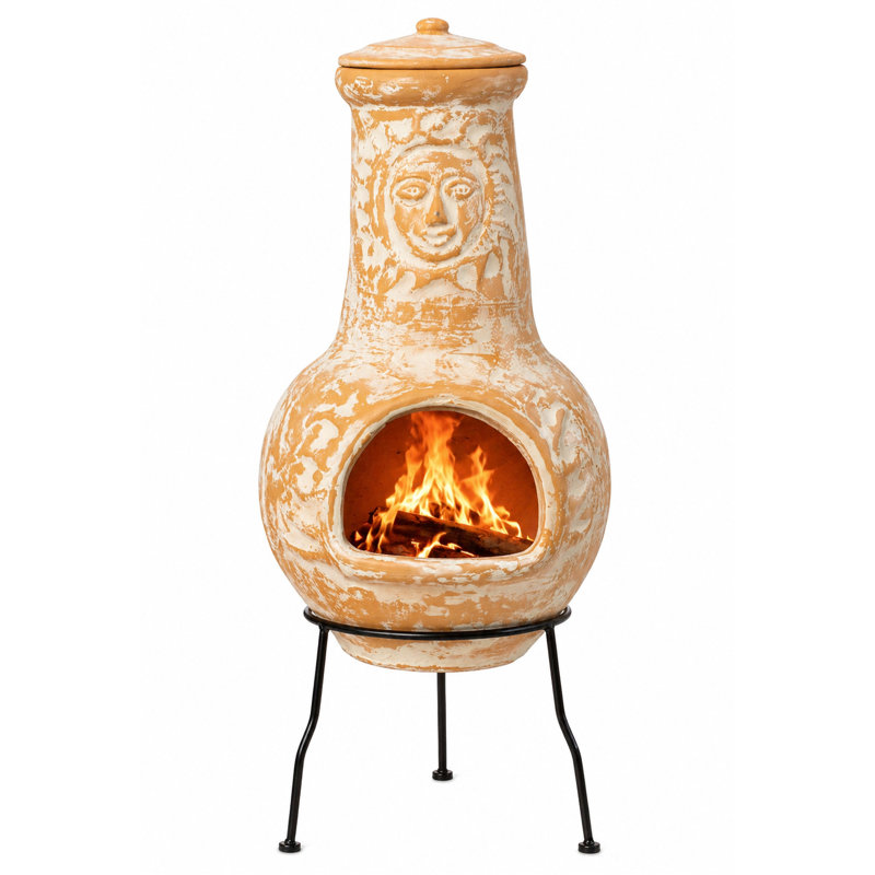Half-circle Clay Wood Burning Smokeless Chimnea, Terra Cotta