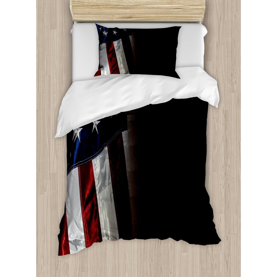 Bettbezug Set, Americana Proud Country Flag, Vereinigte Staaten von Amerika, Koksgraue Nachtblau