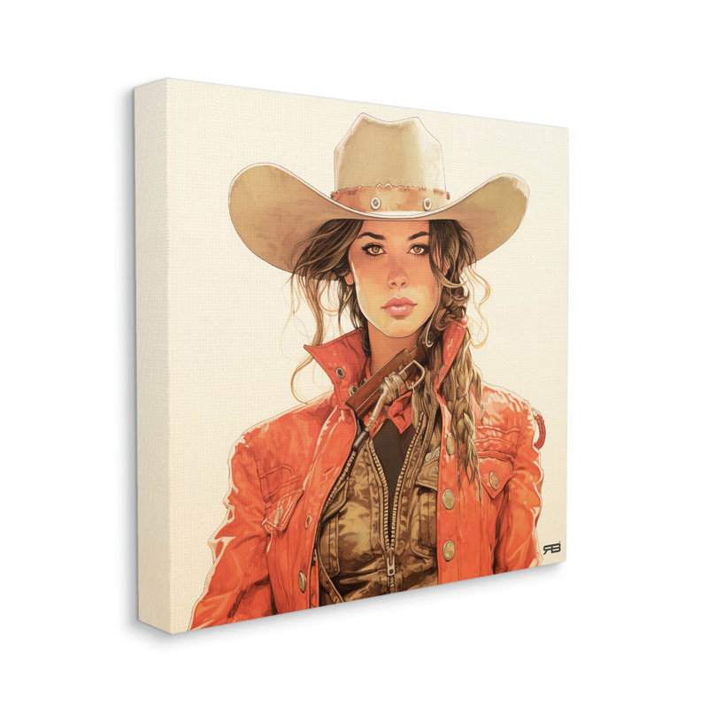 Cowboy en rouge sur toile par RB Print, H 36 po x l 36 po x P 1,5 po