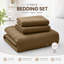 Ensemble de couvre-lit en microfibre gaufrée en lin avec taies d'oreiller, literie matelassée réversible et respirante pour un confort tout au long de l'année-133961985-133961992