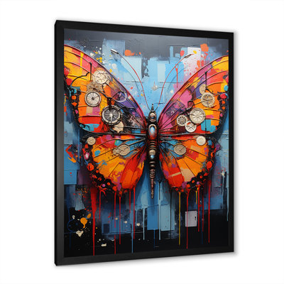 Street art, papillon coloré sur toile