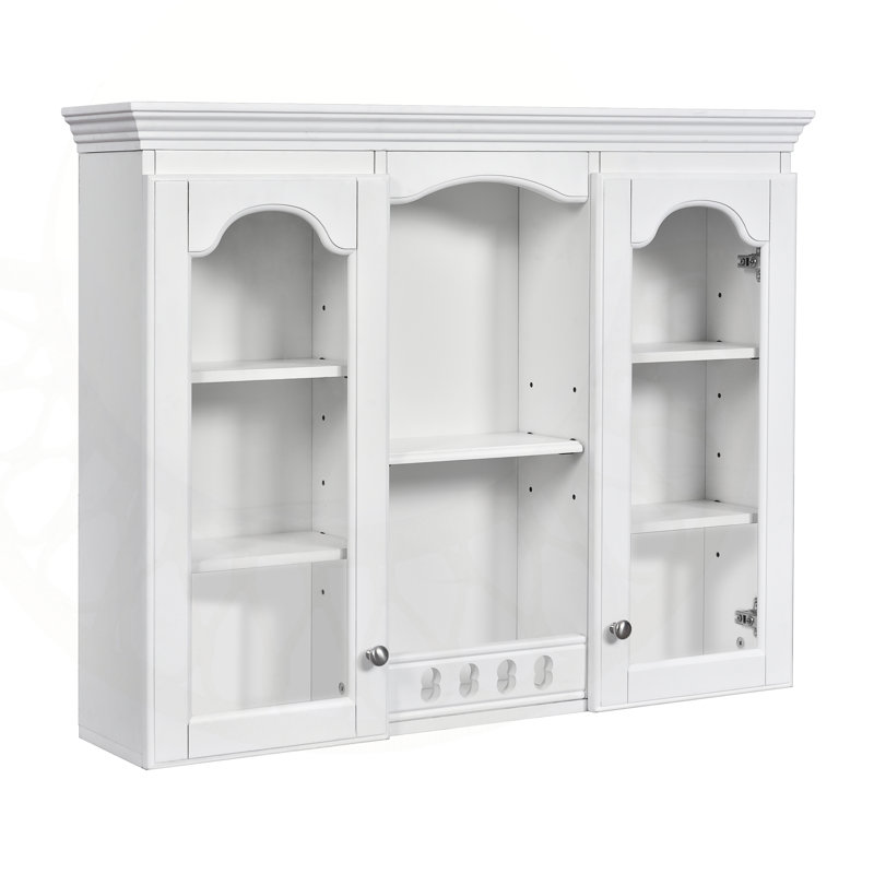 Armoire de salle de bain murale avec 2 portes en verre, beaucoup de rangement et tablettes réglables pour un décor moderne et rétro