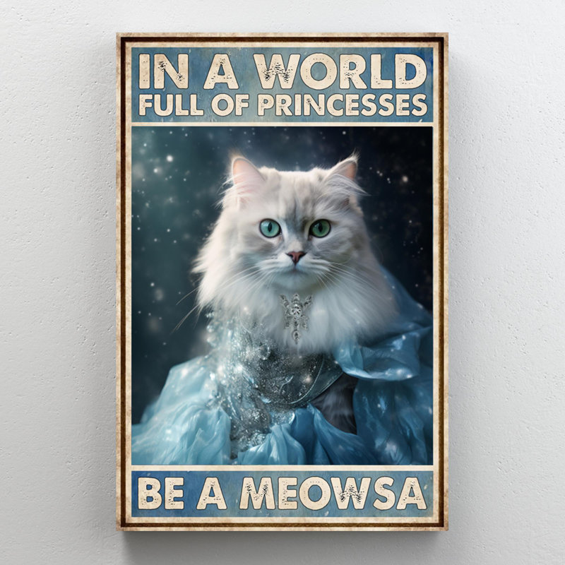 "Chat blanc", "Be a Meowsa", impression sur toile, H 36 po x l 24 po x P 1,25 po