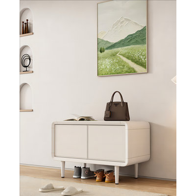 Modern Creamy Style White Aluminum Alloy Shoe Storage Bench