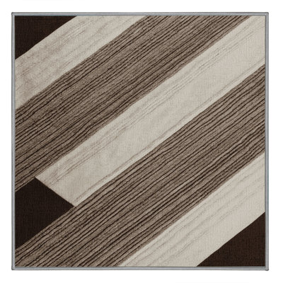 Washable Greige Deep Brown Striped Area Rug